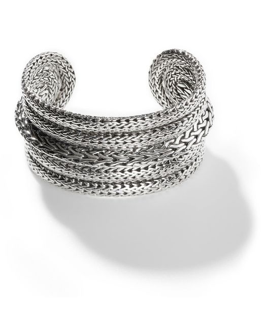 John Hardy Tiga 33.5mm Cuff Bracelet In Sterling Silver in White
