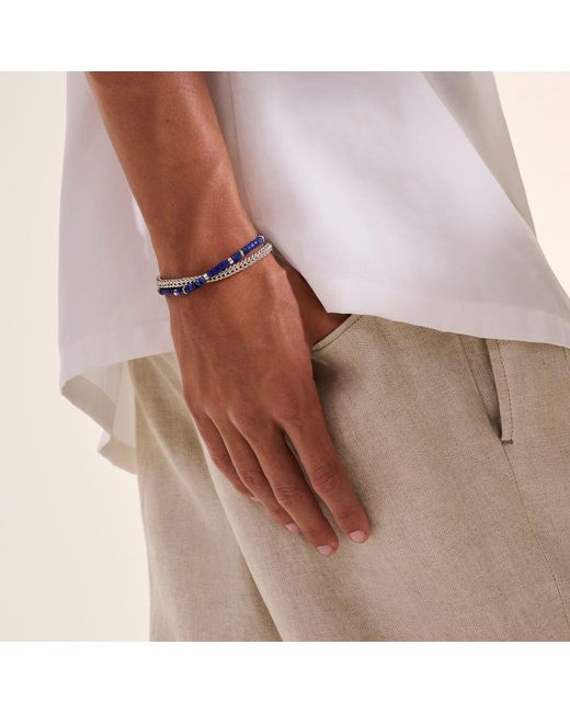 John Hardy Blue Heishi Chain Wrap Bracelet In Sterling Silver, Large for men
