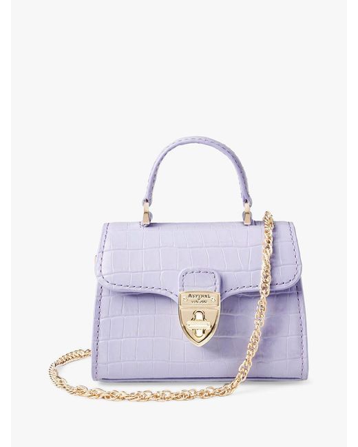 Aspinal of London Mayfair Croc Leather Nano Grab Bag in Lavender ...