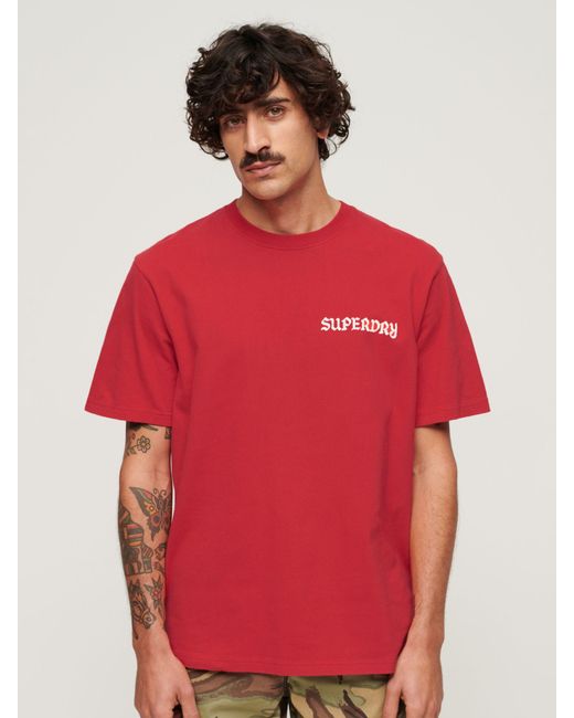 Superdry Red Tattoo Graphic Loose Fit T-shirt for men