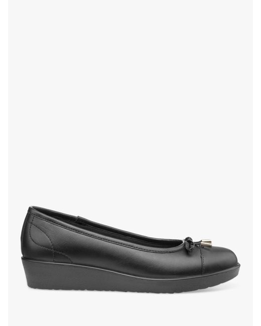 Hotter Black Paloma Low Wedge Leather Pumps