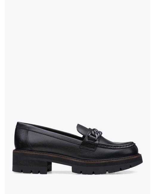 Clarks Orianna Edge Leather Chunky Loafers in Black | Lyst UK