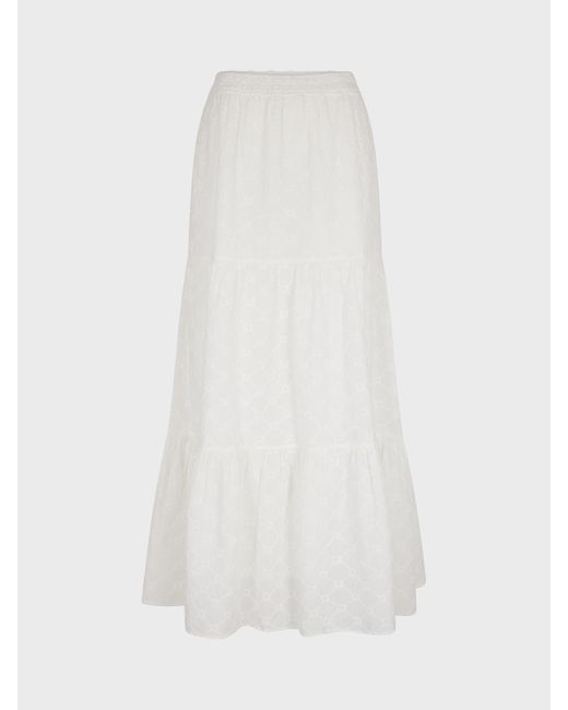 Gerard Darel White Brooke Tiered Cotton Maxi Skirt