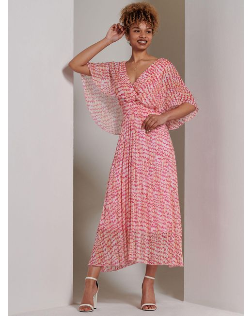 Jolie Moi Pink Kyra Chiffon Midi Dress