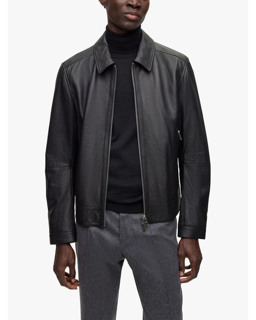 Boss Black Boss Mapson Leather Jacket for men