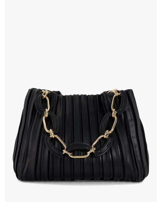 Dune Black Dominie Pleated Chain-handle Slouch Bag