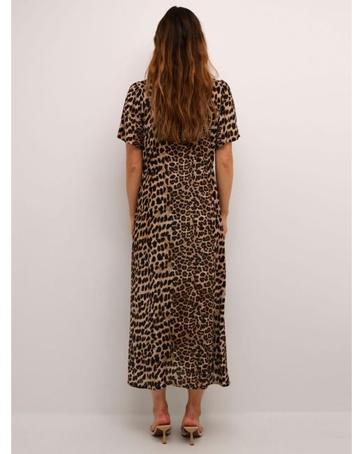 Kaffe Brown Amber Classic Leopard Print Midaxi Dress