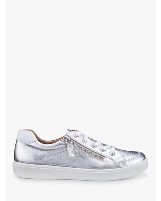 Hotter White Chase Ii Leather Zip And Go Trainers