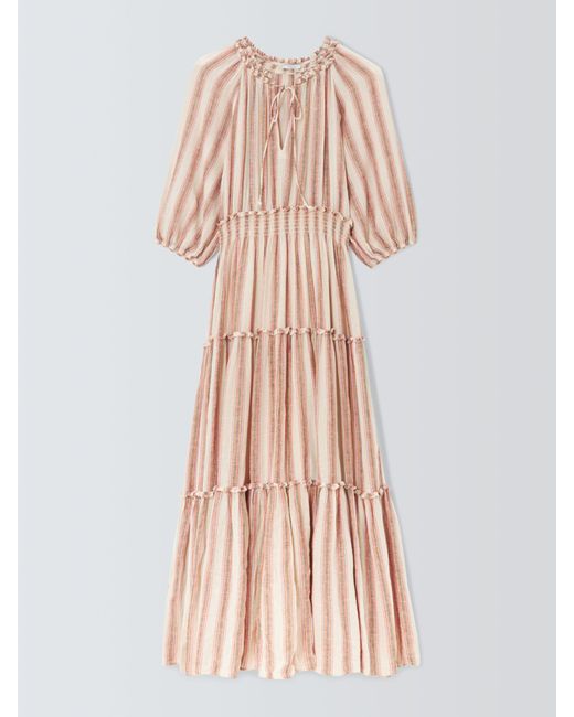 Rails Pink Caterine Linen Blend Tiered Maxi Dress