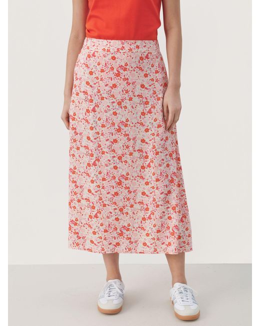 Part Two Pink Bisera Elasticated A-line Midi Skirt
