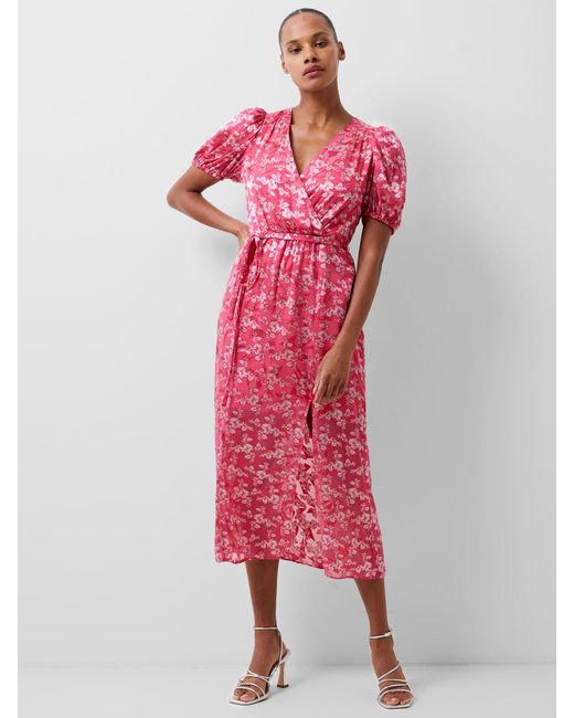 French Connection Pink Elianna Burnout Midi Dress