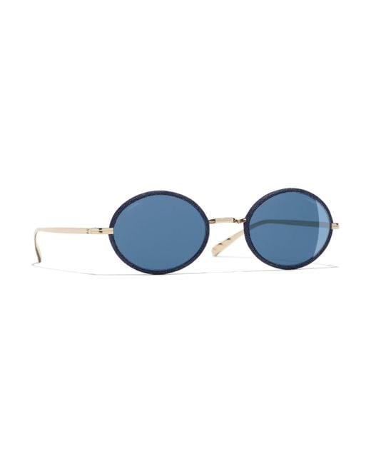 Chanel Oval Sunglasses Ch4248j Gold/blue