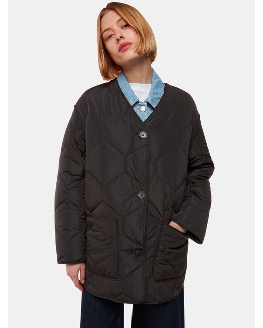 Whistles Gray Rita Short Quilted Coat