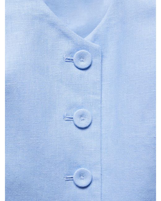 Mango Blue Linen Waistcoat
