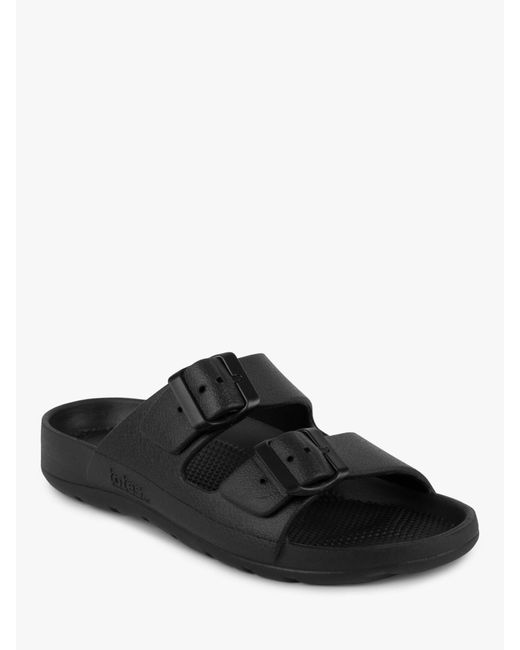 Totes Black Solbounce Adjustable Buckle Slide Sandals