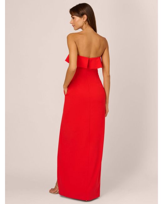 Adrianna Papell Red Adrianna By Stretch Crepe Ruffle Column Maxi Dress