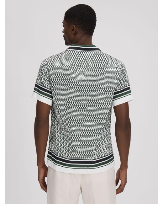 Reiss Gray Blair Geometric And Stripe Print Shirt for men