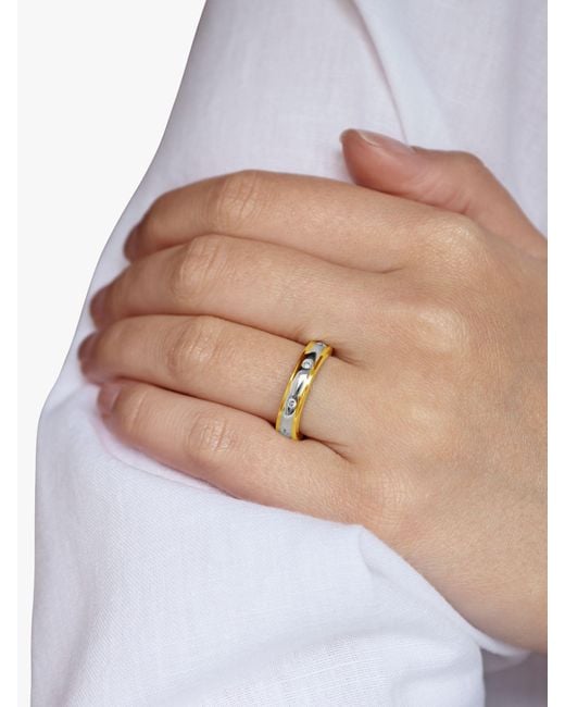 Milton & Humble Jewellery Multicolor Second Hand 18ct White & Yellow Gold Diamond Band Ring