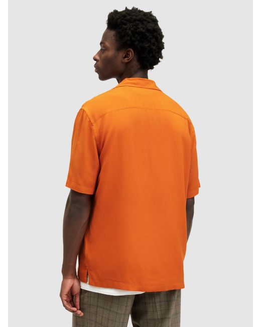 AllSaints Orange Venice Short Sleeve Shirt for men