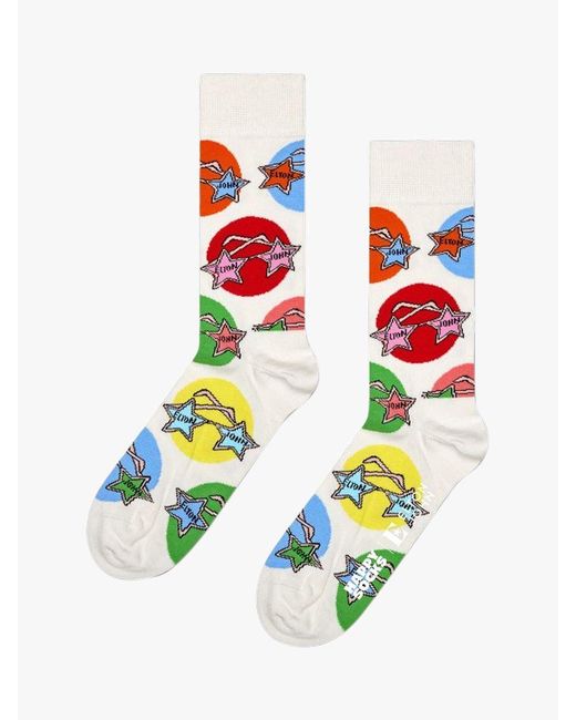 Happy Socks White Elton Glasses Sock for men