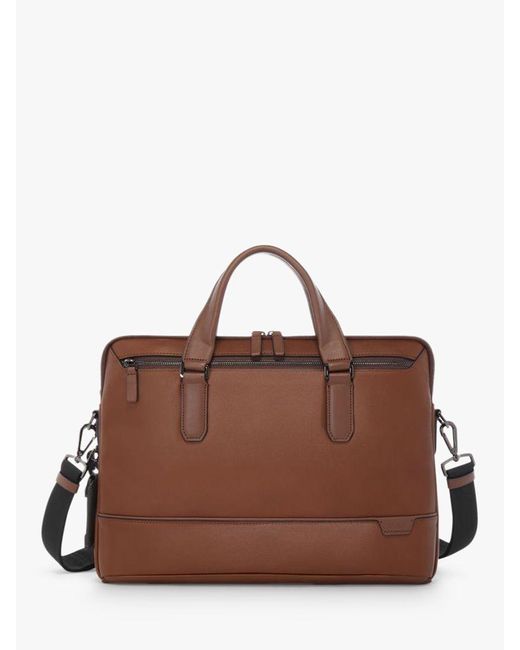 Tumi Brown Sycamore Slim Leather Briefcase for men