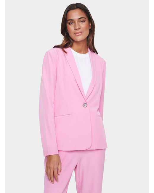 Saint Tropez Pink Celest Shawl Collar Button Blazer
