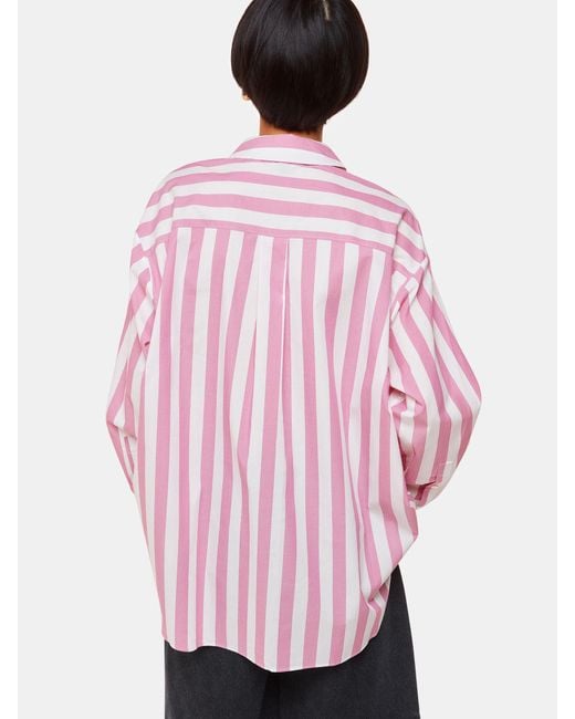Whistles Pink Oversized Striped Cotton Shirt