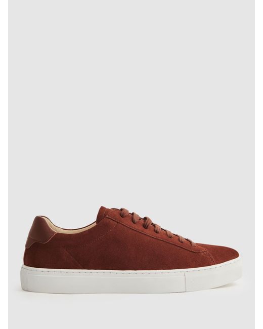Reiss Brown Finley Suede Lace Up Trainers for men