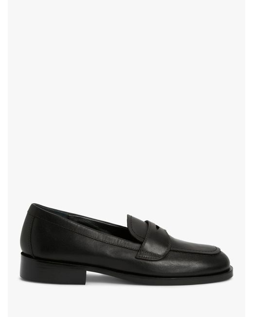 John Lewis Black Forrest Leather Bump Toe Loafers