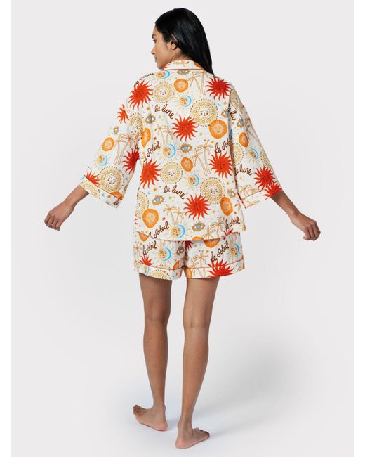 Chelsea Peers Red Sun & Moon Print Oversized Short Pyjamas
