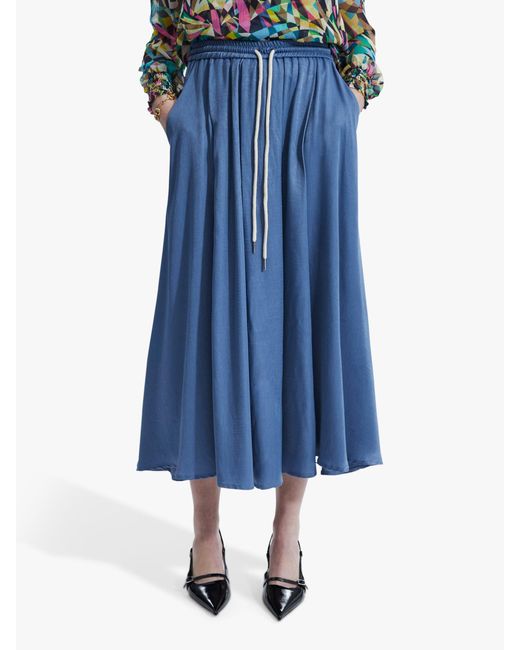 James Lakeland Blue Drawstring Midi Skirt