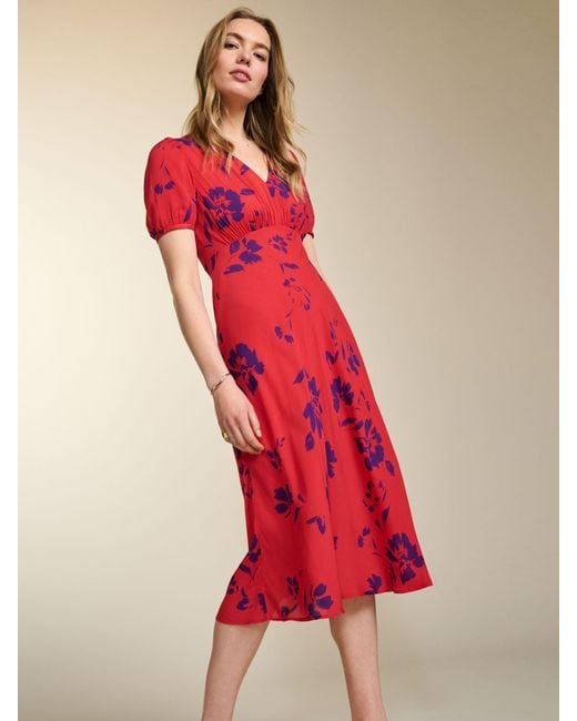 Baukjen Red Kaydence Floral Midi Dress