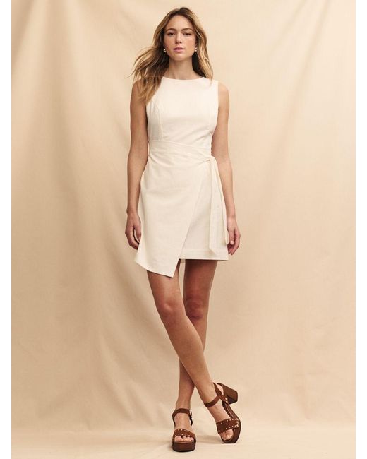 Nobody's Child Natural Lotte Organic Cotton Linen Tie Waist Mini Dress