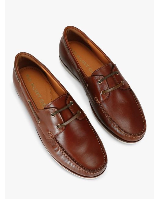 KG by Kurt Geiger Brown Venice Leather Boat Shoes for men