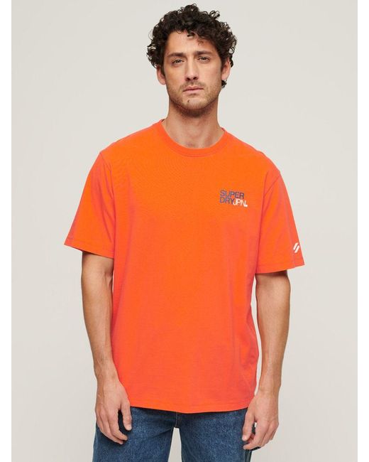 Superdry Orange Sportswear Logo Loose T-shirt for men