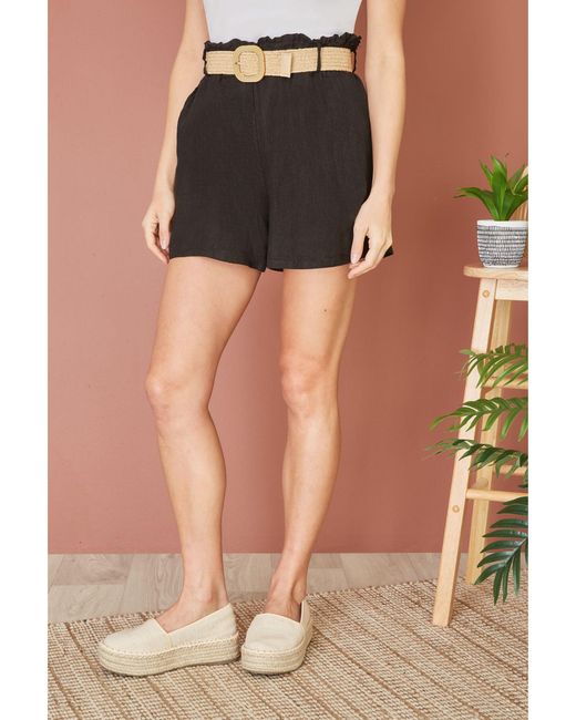 Yumi' Brown Linen Shorts