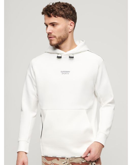 Superdry White Tech Logo Loose Hoodie for men