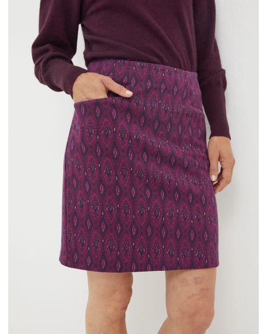 FatFace Purple Jennie Ikat Jersey Mini Skirt