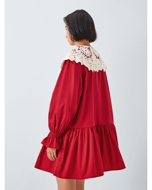 Sister Jane Red Pomegranate Statement Crochet Collar Dress