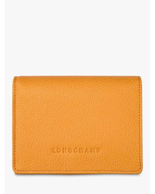 Longchamp Orange Le Foulonné Compact Leather Wallet for men