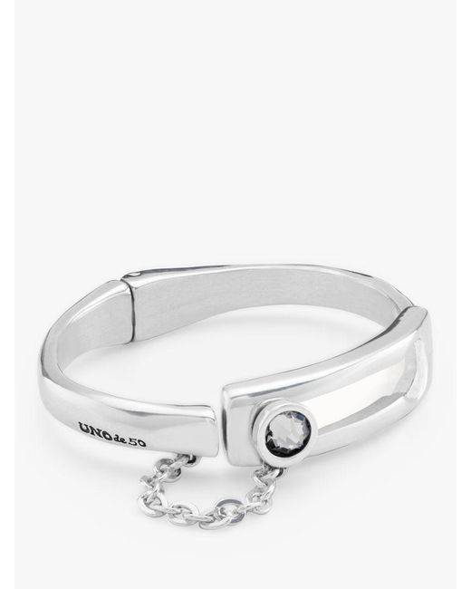 Uno De 50 White Independent Crystal And Chain Detail Bangle
