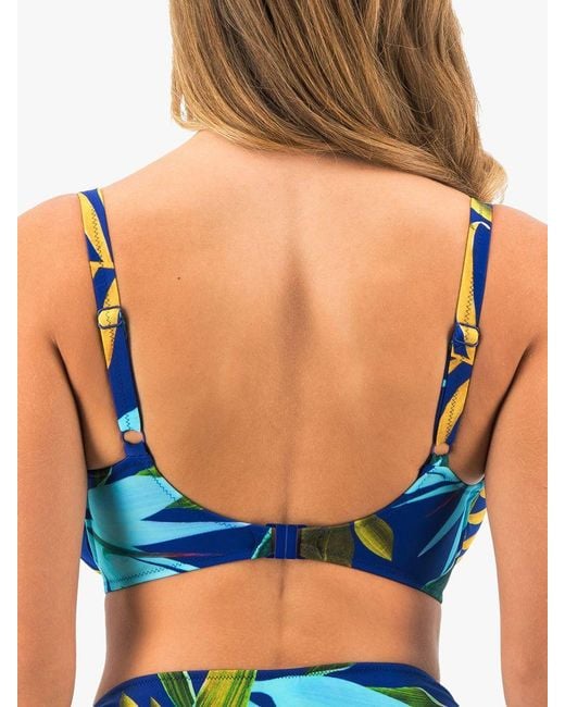 Fantasie Blue Pichola Tropical Print High Waist Bikini Bottoms