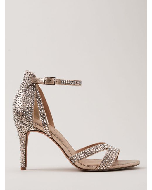 Phase Eight Natural Sparkly Open Toe Court Heels