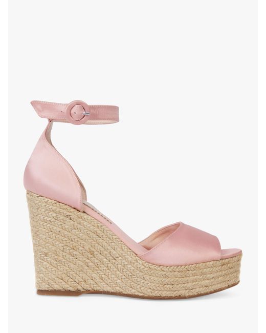 Penelope Chilvers Pink Corfu Espa Satin Wedge Sandals