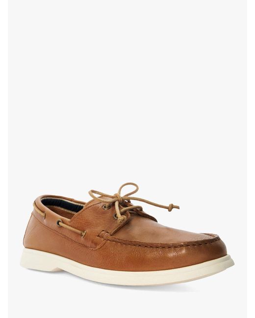 Dune Brown Belongs Leather Boat Shoes for men