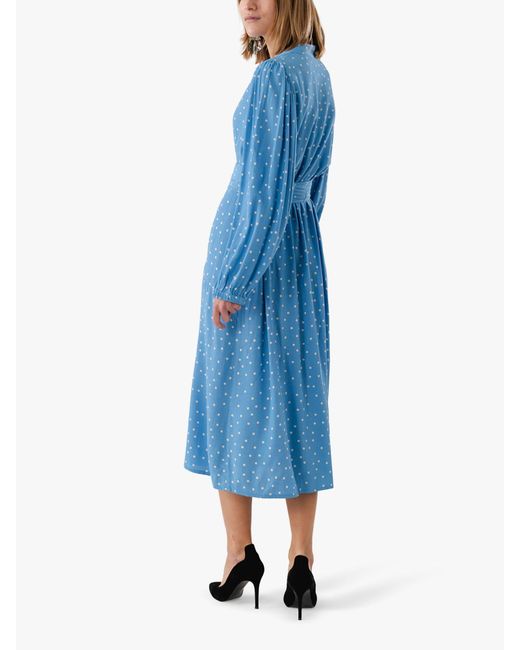 Lolly's Laundry Blue Paris Dot Print Midi Dress