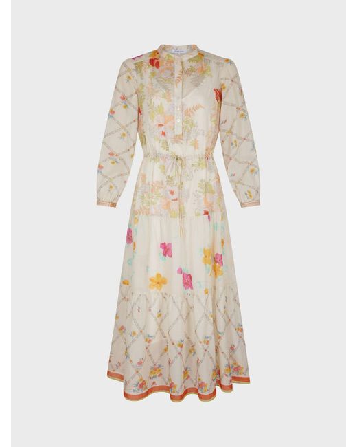 Gerard Darel White Robe Cotton Floral Midi Dress