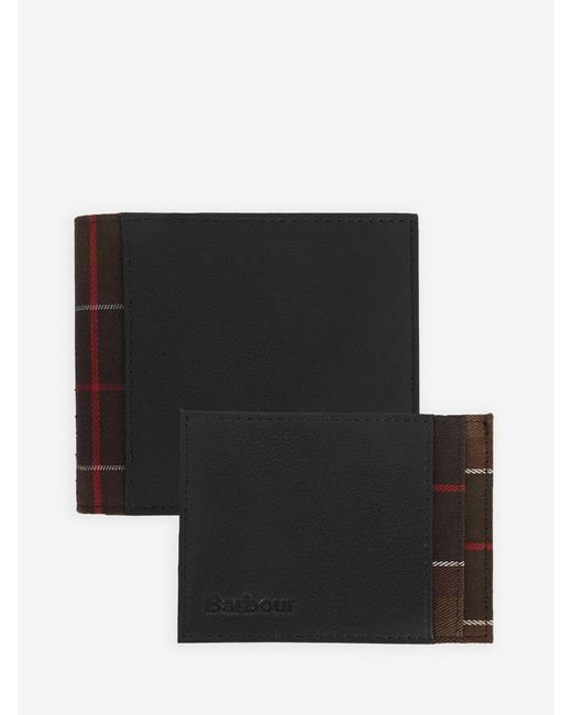 Barbour Black Wallet & Card Holder Gift Set for men