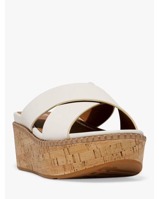 Fitflop Multicolor Eloise Cross Leather Strap Cork Wedge Mules