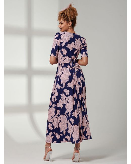 Jolie Moi Blue Kenzie Floral Jersey Maxi Dress